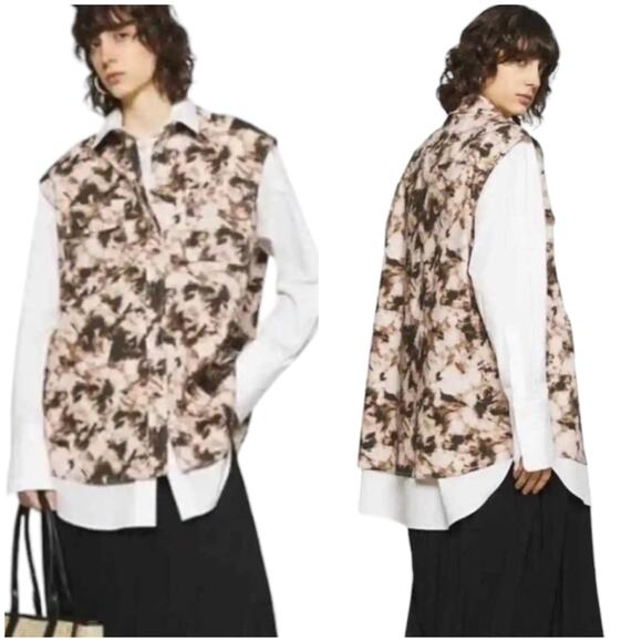 Samsoe Samsoe NWT Tea Shirt Top Camo Clay Size XXS Oversized Button Front Collar - Picture 3 of 14